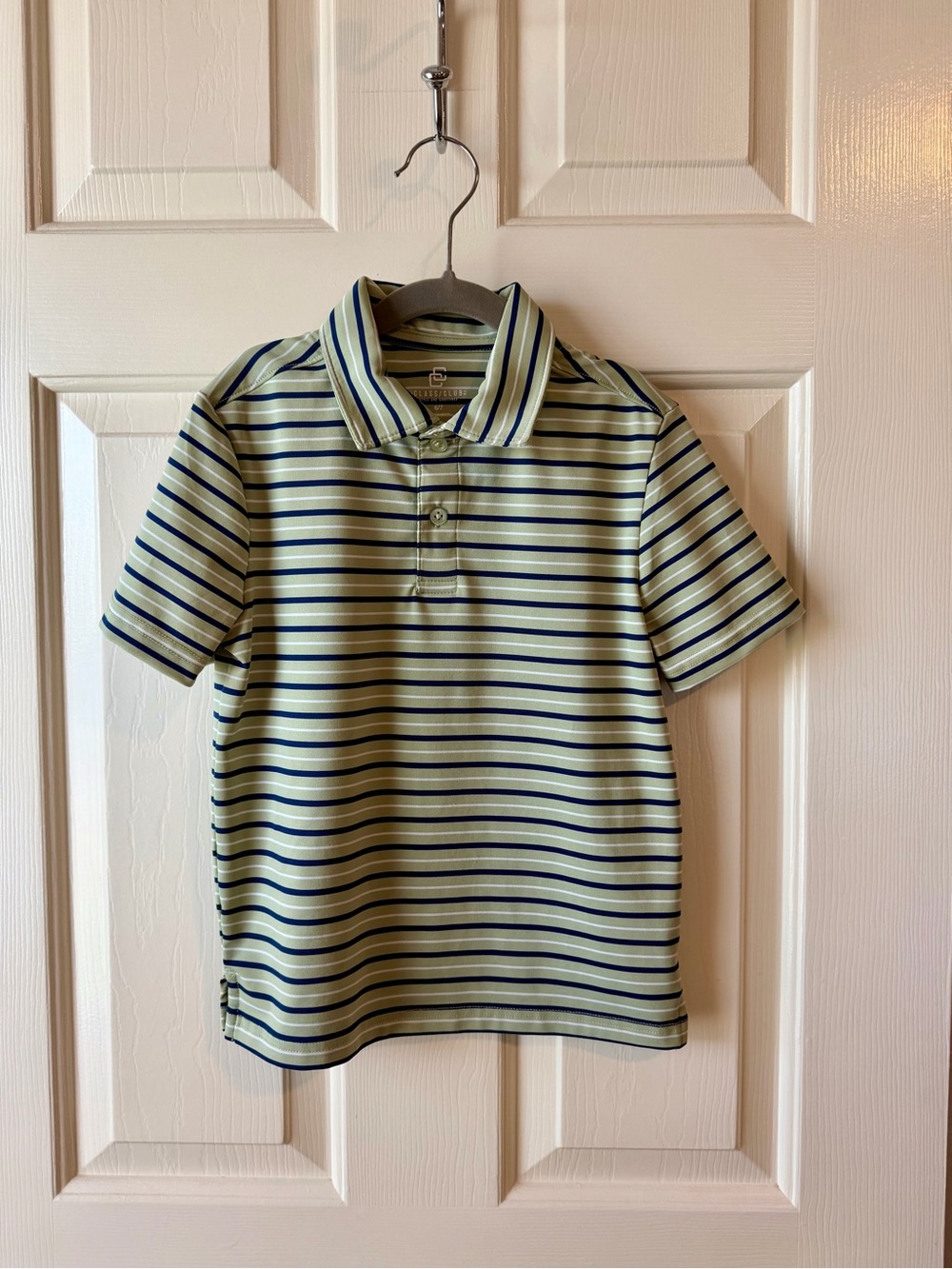 Class Club Boys Polo in Light Green with Navy & White Stripes Size 6/7